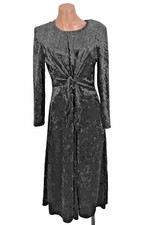 Vintage 90s Molly Malloy Black Crushed Velvet Whimsy Goth Dress USA MADE sz 10