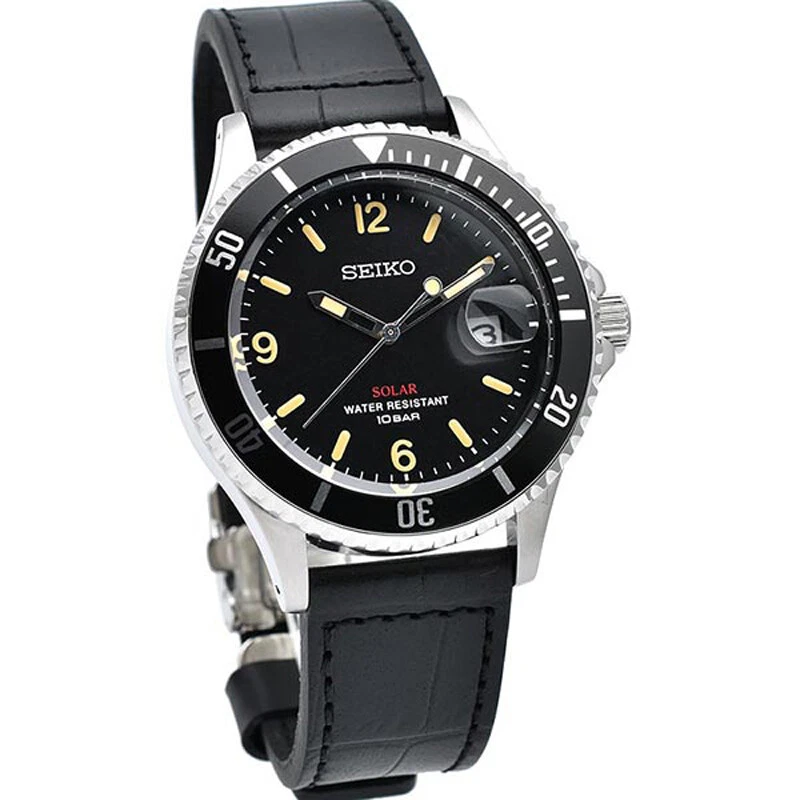 Seiko Vintage Solar SZEV013 Black Dial Analog Men Watch Limited Model JAPAN - image 2 of 4