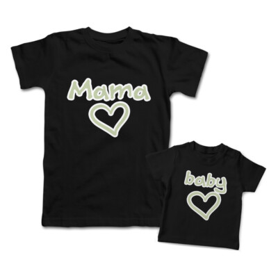 Mom Mommy and Me Outfits Mama Baby Heart Love Knit Cotton Match Clothes