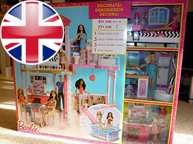 complete barbie home set with 3 dolls