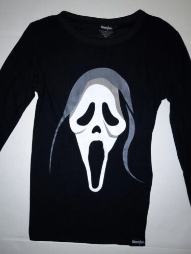 Spirit Halloween Ghost Face Fun World Unisex Kids Black Pajama Top XL NWOT - Picture 3 of 6