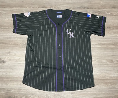 Vintage 90s Colorado Rockies MLB Pin Striped Sewn Starter Jersey