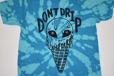 A-Lab Mens Don't Drip Ice Cream Cone Tie Dye Blue Tee Shirt NWT XS
