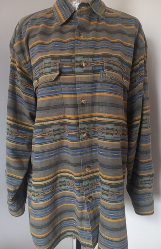 Vintage Woolrich Southwest Blanket Print Button Up Flannel Shirt Mens L