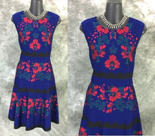 BEAUTIFUL St John knit blue red multi dress size 8