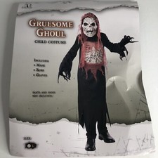 Gruesome Ghoul Scary Halloween Costume Mask Robe Gloves Boys Child Large NIP