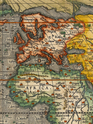 1608 World Map by Ortelius Historic Vintage Style Wall Map - 18x24