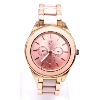 NY&CO Watch Womens Gold Tone Stainless Steel Classic Rose Gold Dial Quartz