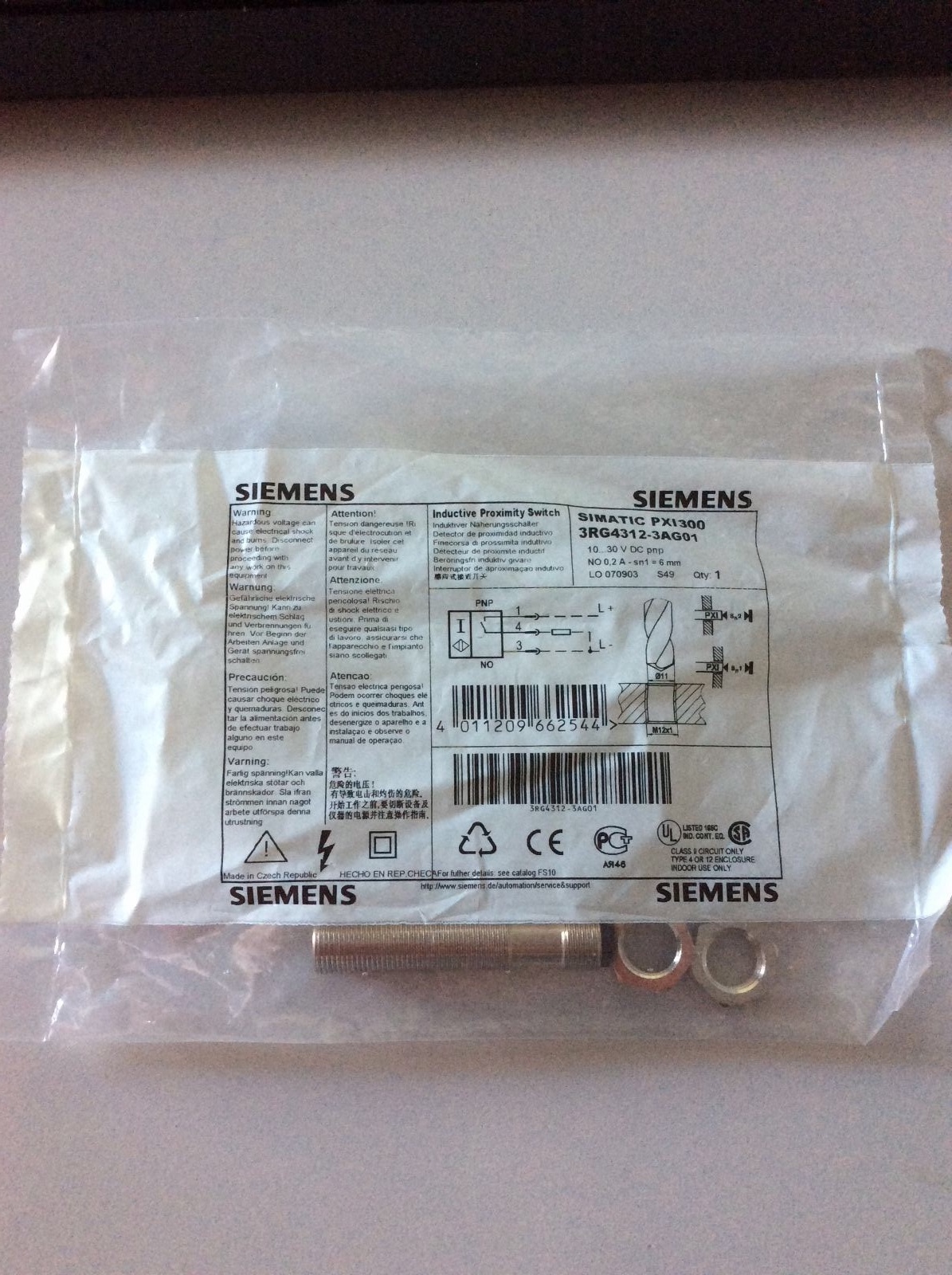 SIEMENS INDUCTIVE PROXIMITY SWITCH SIMATIC PX1300 3RG4312-3AG01