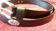 Men's Black Leather Belt with University of Pittsburg Conchos Size 42 R+