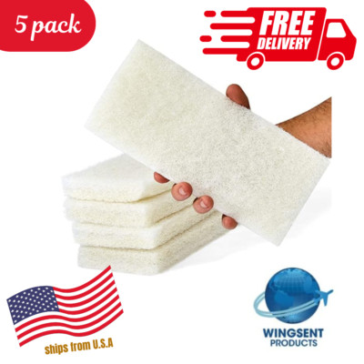 Commercial Light Duty Scrub Pad 4.625'' x 10'' - White (Pack of 5)