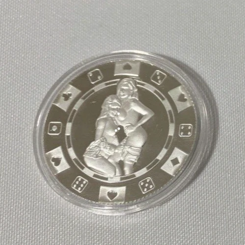 Sexy 1 Oz .999 Fine Silver Art Round Coin Sexy Ladies "Up To No Good" Poker Chip