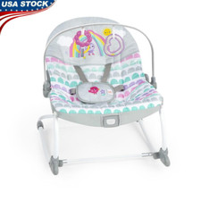 Infant to Toddler Baby Rocker W/ Vibration Toy Bar Adjustable Recline Seat New