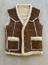 1970s Sears Put On Western Sherpa Vest Small Cowboy Ranch Faux 70s USA