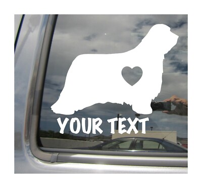 Bearded Collie Dog Heart Love - Custom Name Text - Car Vinyl Decal Sticker 01118