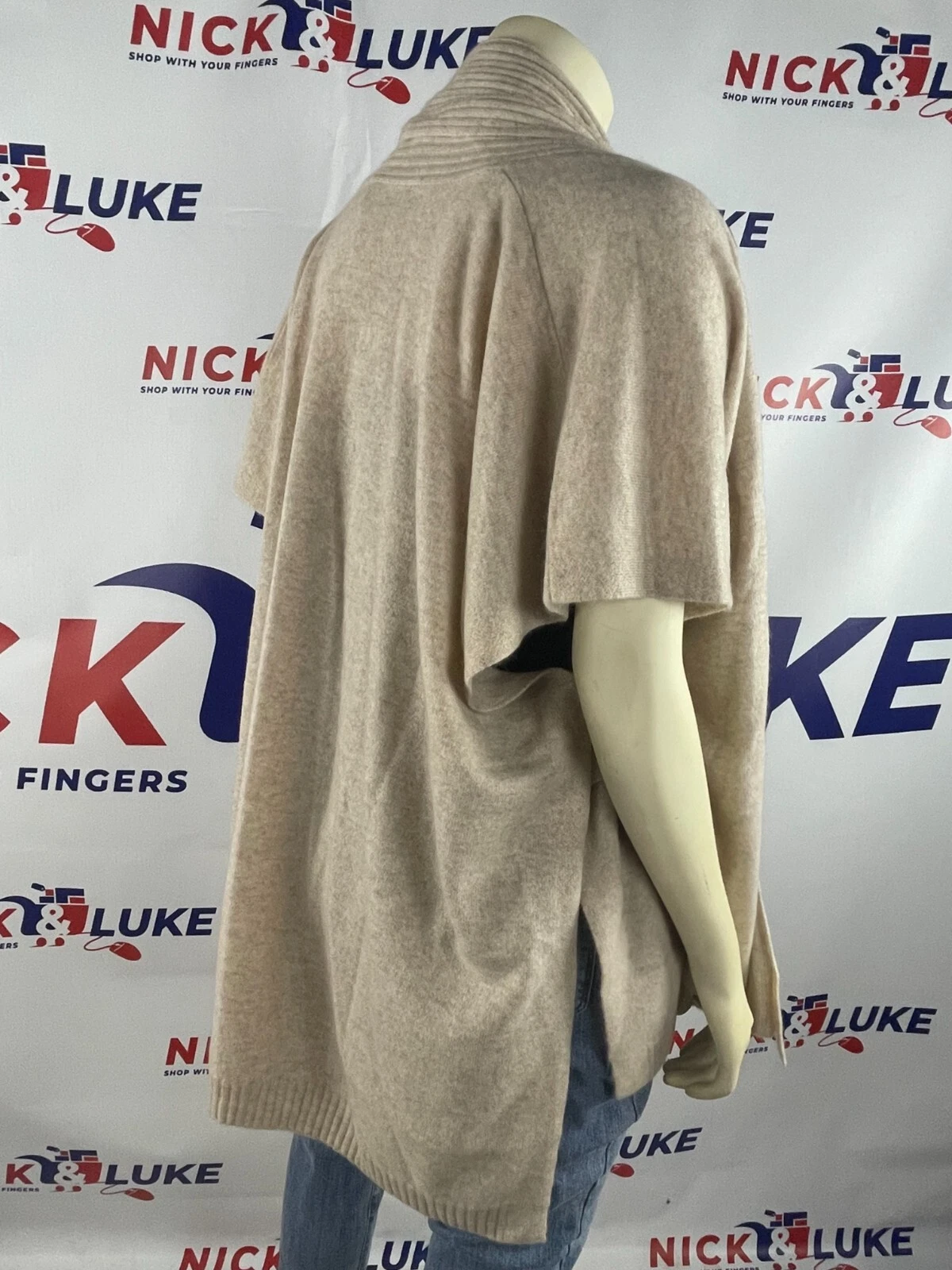 Naadam Poncho Cardigan / Cashmere / Shawl Style / Open Front / Relaxed
