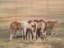 Ceramic Tile Mural Backsplash Hughbanks Horses Country Life Art DHA017