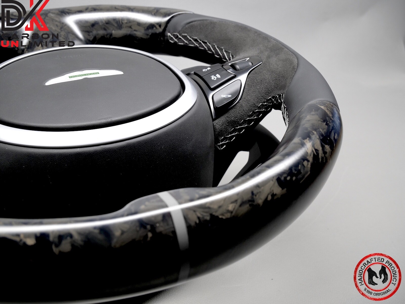 Aston Martin DB11 Vantage DBS Silver Ring Matte Forged Carbon Steering Wheel v3