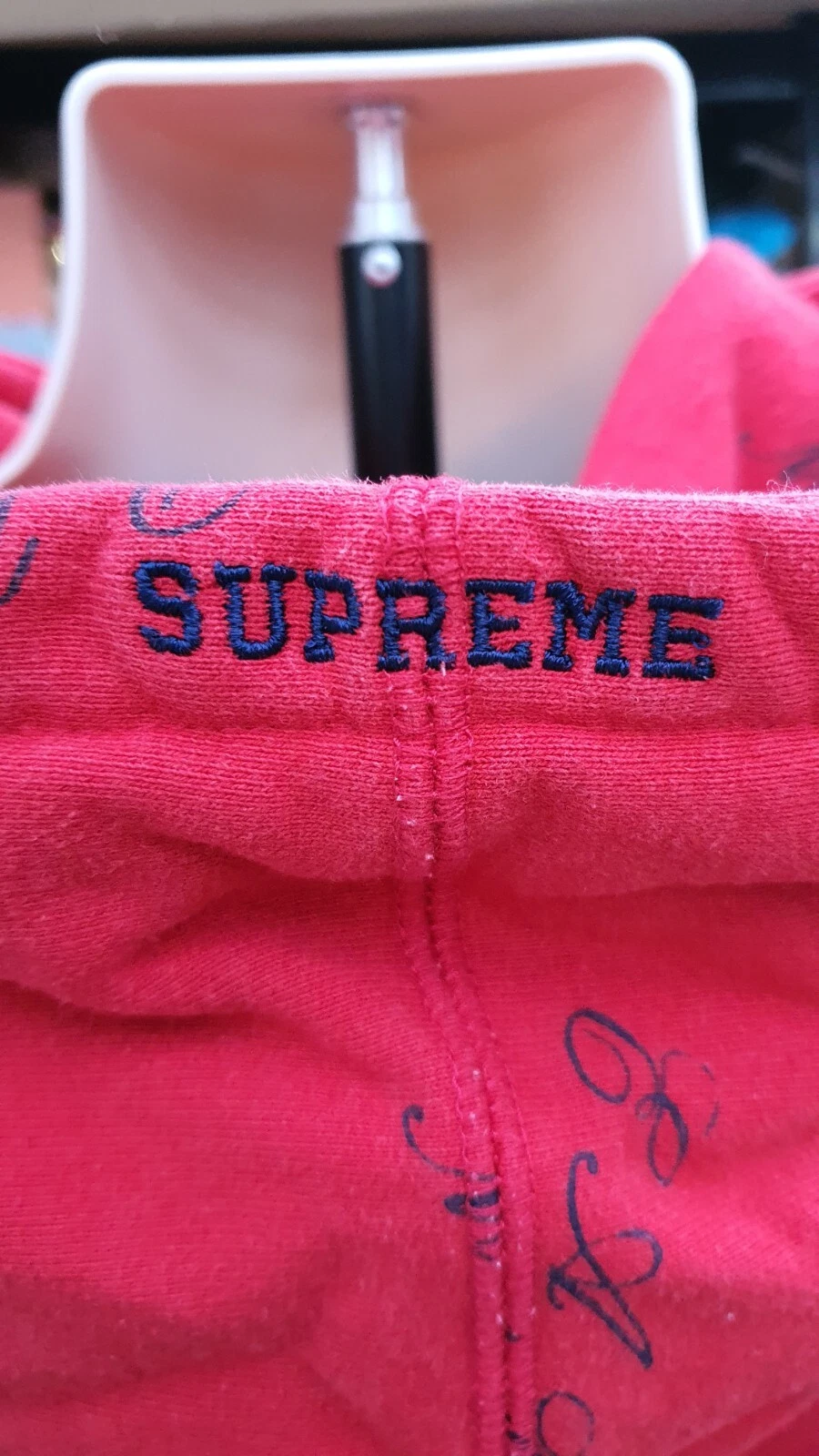 Felpa con cappuccio FW15 Supreme Eat Me taglia XL rossa