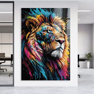   LÖWE POPART SPLASH INK, WANDBILD KUNSTDRUCK LEINWAND , ACRYLGLAS , POSTER DEKO