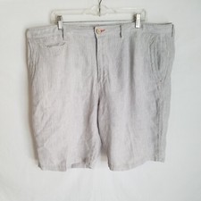 Tommy Bahama Relax Mens Grey Striped 100 Linen Casual Shorts Size 40