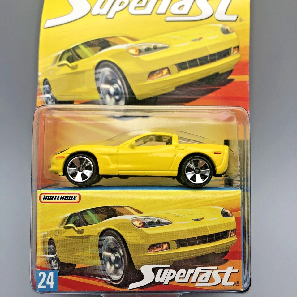 Matchbox Superfast Chevrolet Corvette C6 Yellow Diecast Car #24 Limited Edition - Image 2 of 4