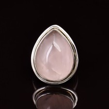 Pink Rose Quartz Gemstone Ring-925 Sterling Silver-Handmade Ring-Gift For Her