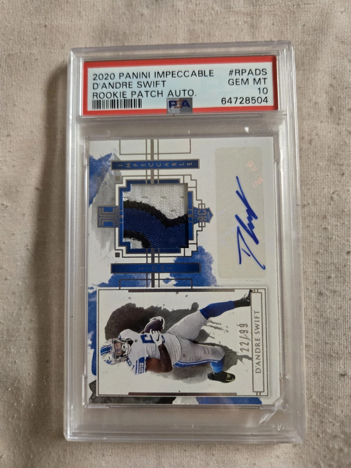 D'Andre Swift Panini Impeccable Rookie Patch Autographs #RPADS Base