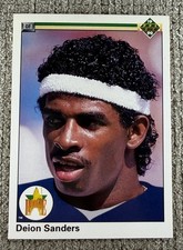 Deion Sanders 1990 Upper Deck Baseball Rookie Card RC #13. rookie card picture