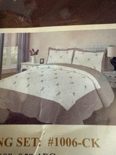 Empire 2 Piece Embroidered Quilt Twin Sz Set Grey/silver