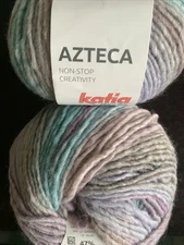 2 Balls Katia Azteca Bulky Wool / Acrylic 100 gr ea Self Striping Pastel Violet