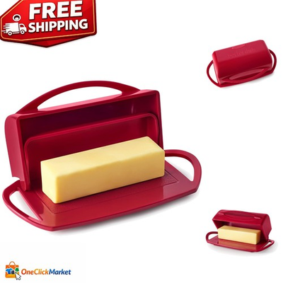 #ad #ad Functional Flip Top Butter Dish in Vibrant Red Holds 2 Sticks Easy to Clean $21.74