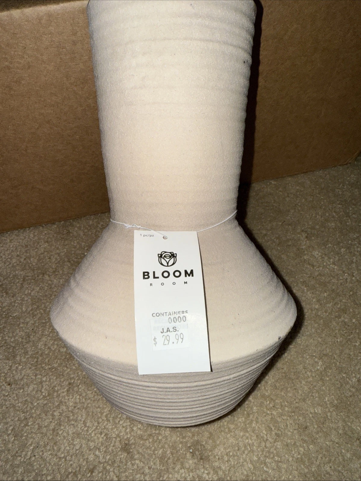 Extra Large Sandy Modern Vase Jarr’on New /Tag Bloom Room .