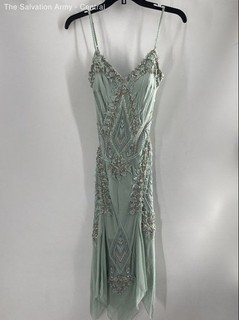 Sue Wong Nocturne Womens Sea Green Sleeveless Beaded Sheath Dress Size 0