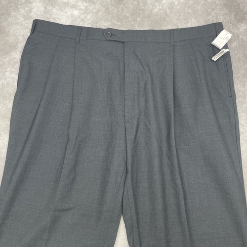 Jos A Bank Fits Herren 45W x 32,5L Anthrazit 100% Wolle Hose Plissee Bündchen - Bild 2 von 10