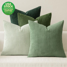 Corduroy Throw Pillow Covers 18X18 Forest Green Set of 4 Boho Cushion