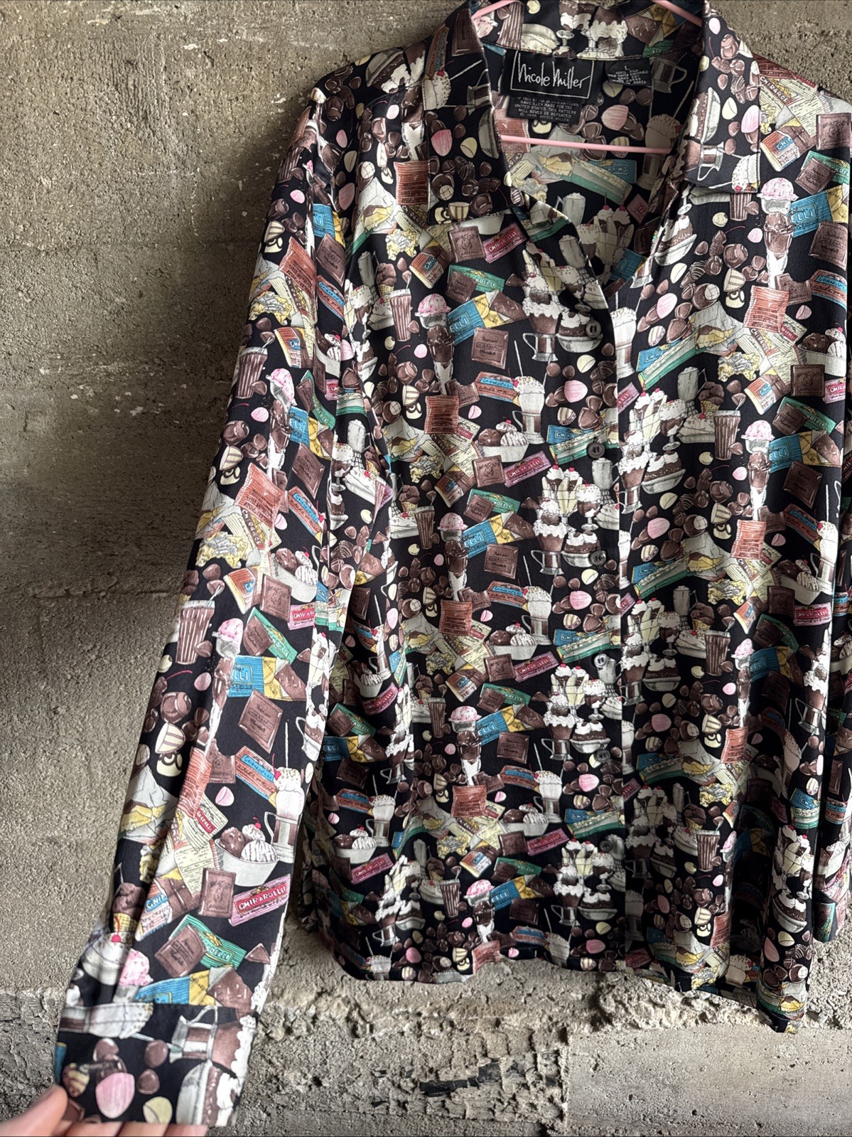 1994 Nicole Miller Ghiradelli Ice Cream Shirt Size L~ Limited Edition ~ Rare