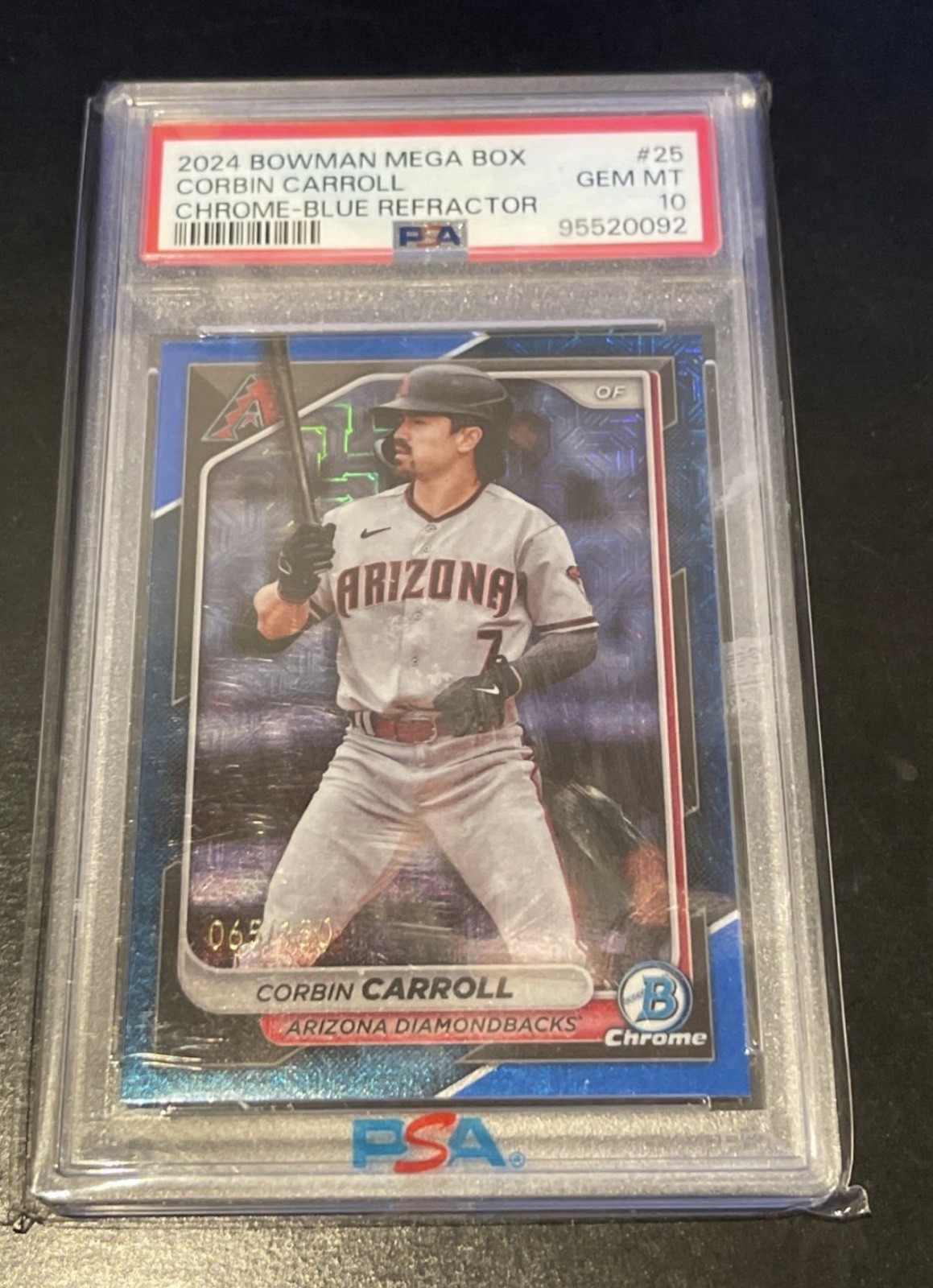 2024 BOWMAN CHROME #081/150 CORBIN CARROLL BLUE MOJO REFRACTOR MEGA BOX PSA 10