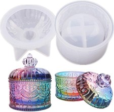 Vintage Jar Resin Mold with Lid Silicone Storage Box Mould for Round-Shaped