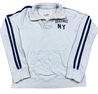 Vintage Y2K Abercrombie & Fitch Sweater Men XXL Gray Muscle Henley Pullover NY