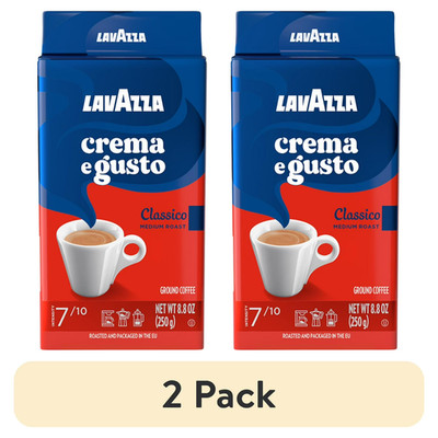 (2 PACK) Lavazza Crema e Gusto Ground Coffee, Medium Roast, Arabica and Robusta.
