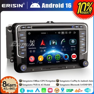 Android 16 DVD Autoradio CarPlay für VW Polo Golf 5/6 Tiguan Passat Touran Seat