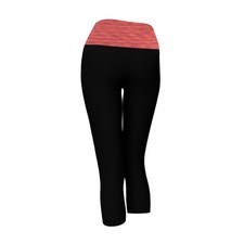 Alta Women's Two Tone Foldover Yoga Capri Leggings Black/Carrot Small Stretch