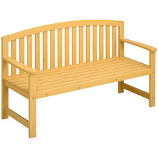 Image of Outsunny 2 Person Garden Bench Wooden Outdoor Furniture with Armrest Orange