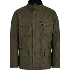 Giacca tecnica Belstaff Crosby moto cotone cerato verde bosco