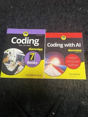 Coding All-in-One for Dummies and Coding with AI Paperback Chris Minnick Bundle