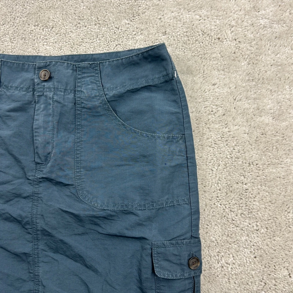 Merona 裙子女式 8 码蓝色工装实用平前亚麻混纺 — 第 3/4 张图片