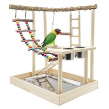 Bird Playground Parrots Wood Perch Stand Cockatiel Playground Bird Play Gym C...