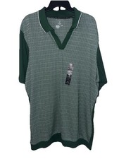 Shaquille O’neal 2XLT Short Sleeve KNIT SHIRT 100% Cotton Green white Textured