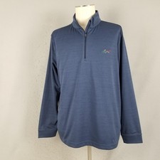 Greg Norman Pullover Mens XL Blue 1/4 Zip Performance Golf Mock Neck Shark Logo
